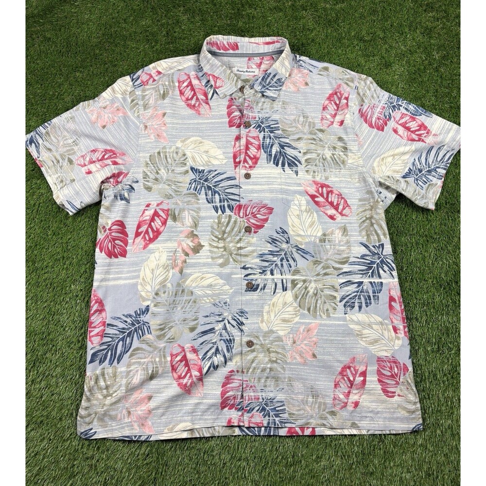TOMMY BAHAMA Men's Botanica Sketch Classic Fit IslandZone Silk Hawaiian Shirt XL